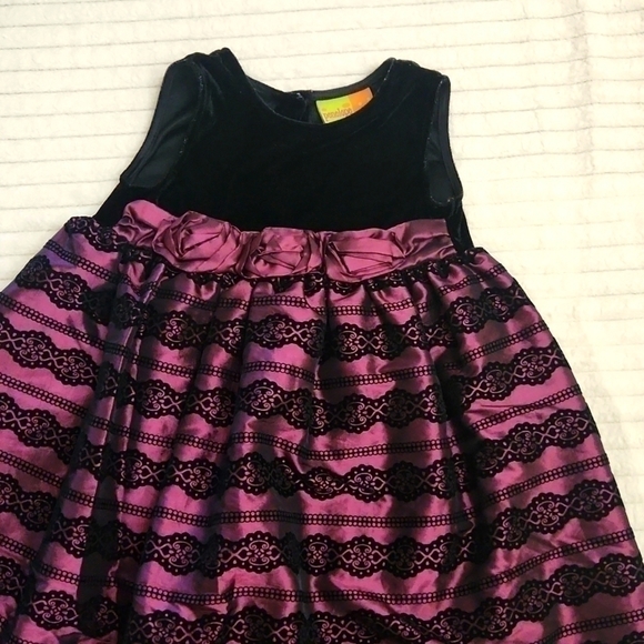 Penelope Mack Size 4 Girl's Party Dress Purple/Black Lined Overskirt Holidays - Picture 3 of 6